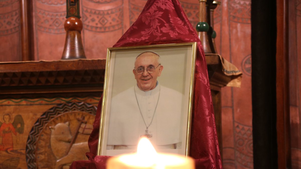 La imagen del santo padre en la Capilla Santa Llúcia, abierta por la catedral de Barcelona