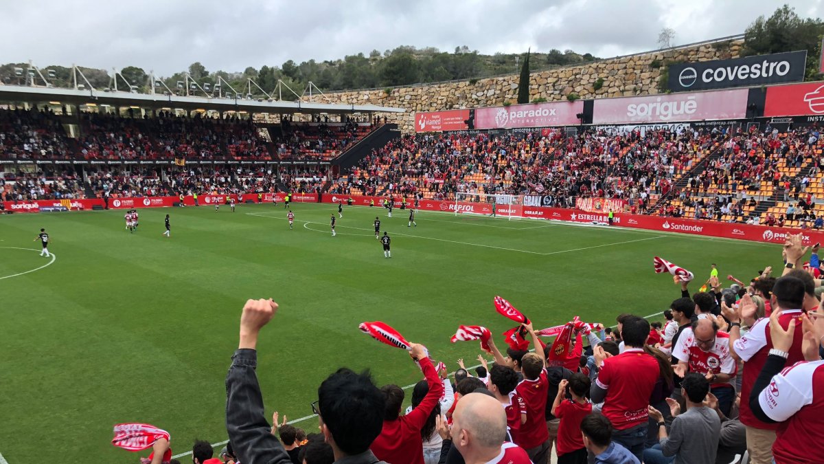 Imatge del Nou Estadi Costa Daurada durant el partit Nàstic-Lugo