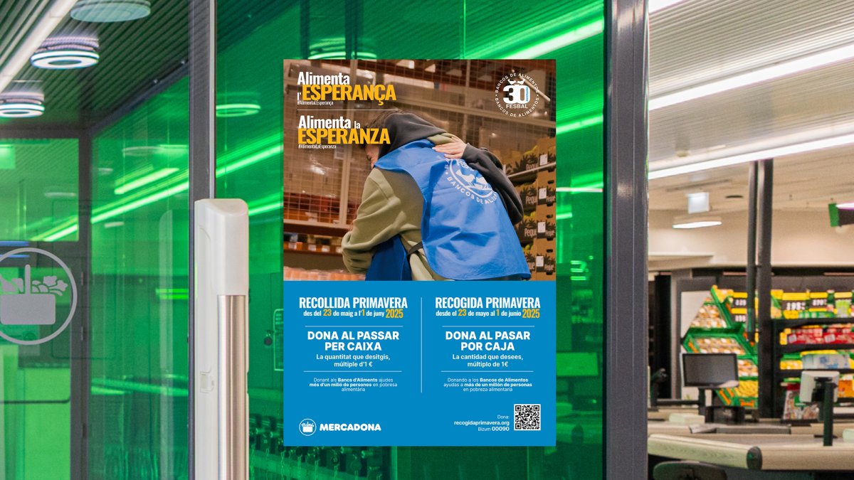 Cartell Recollida Primavera 2025 en una botiga de Mercadona.
