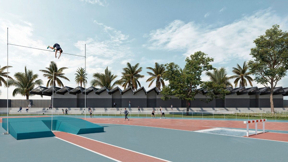 Render de la futura pista d’atletisme que es construirà en uns terrenys del poble de Jesús, de Tortosa.