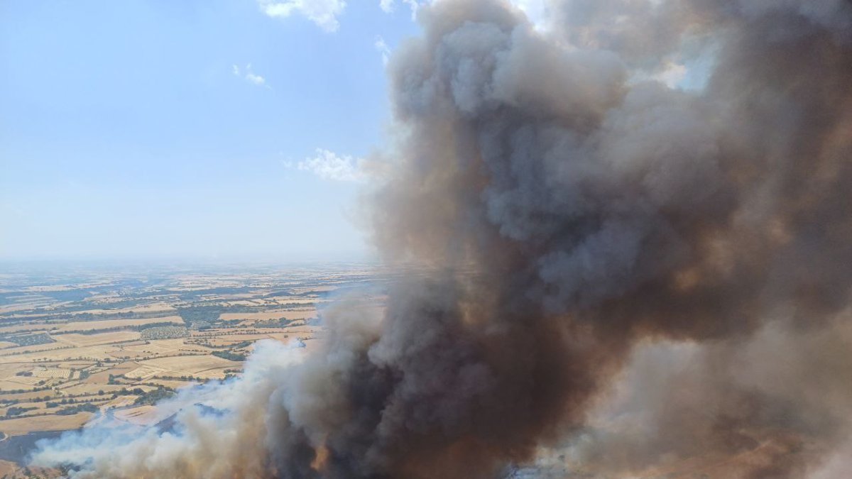 La columna de fum de l'incendi de Granyena de Segarra