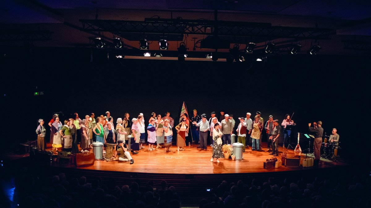 Instant de l’actuació de la Coral Nova Unió de Vila-seca oferint ‘Un bri de llum’ a l’Auditori de la Diputació