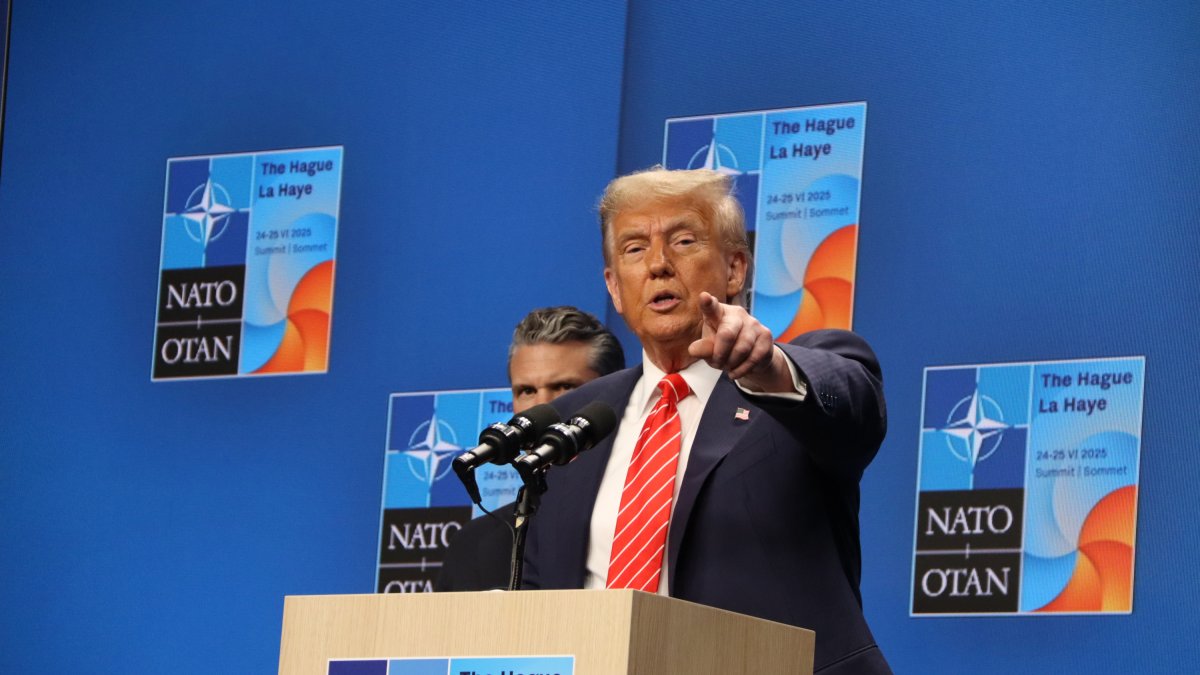 El president dels Estats Units, Donald Trump, durant la roda de premsa posterior a la cimera de l'OTAN celebrada a la Haia