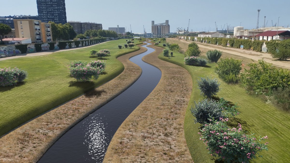 Render del proyecto de renaturalitzaciódel río Francolí.