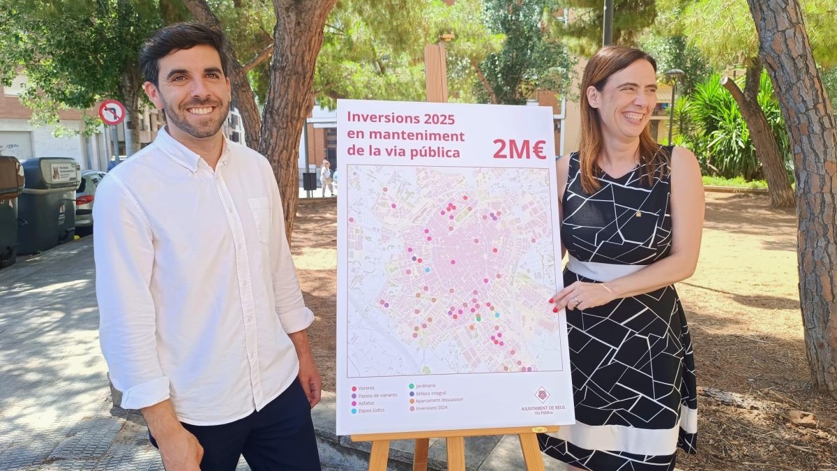 Daniel Marcos i Sandra Guaita presentant les futures inversios a la via pública.