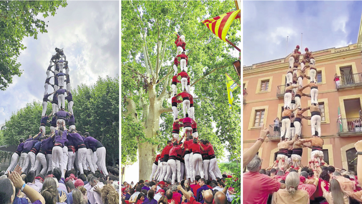 5de9f dels Capgrossos a Les Santes, 3de9f de la Joves a la Riera i 5de8 dels Xiquets de Reus al Catllar.