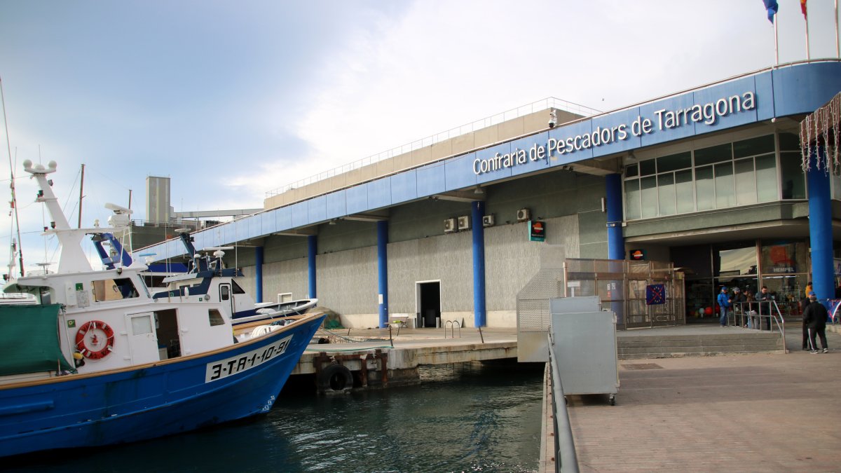 Una embarcació amarrada al port de Tarragona, just davant de la Confraria tarragonina.