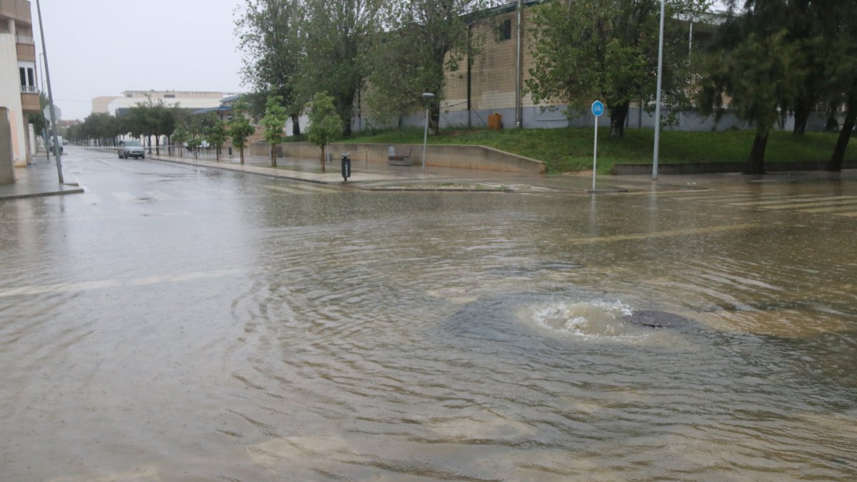Imatge d'un dels carrers d'Amposta afectats pel temporal