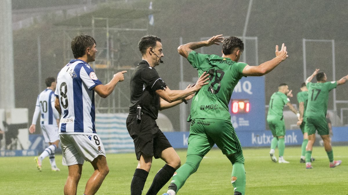 Abraham Domínguez, durante la final de play-off de ascenso del curso pasado.