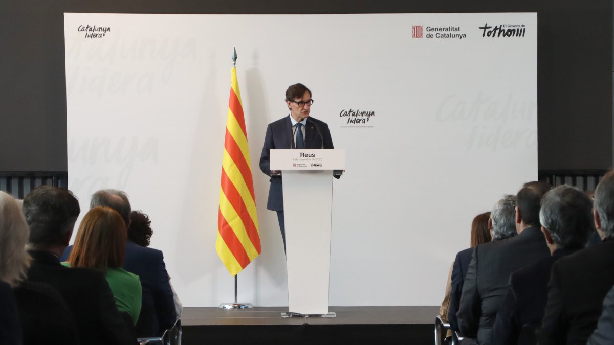 Salvador Illa durant la seva conferència a Reus