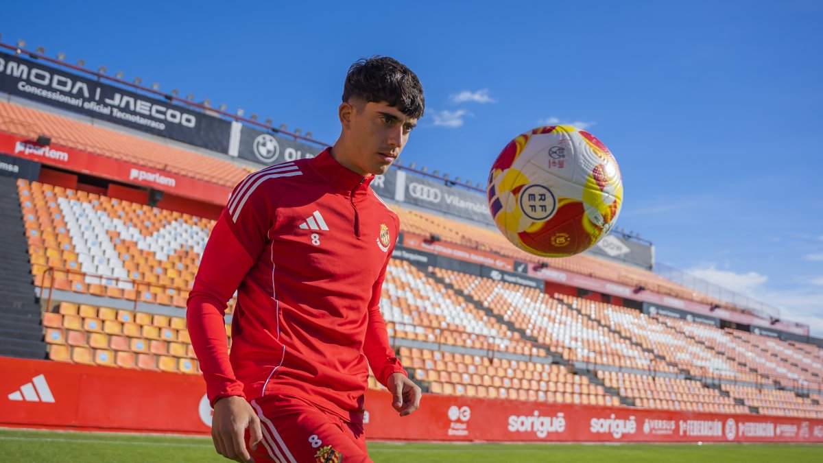 El segon capità del Nàstic, Marc Montalvo, al Nou Estadi.