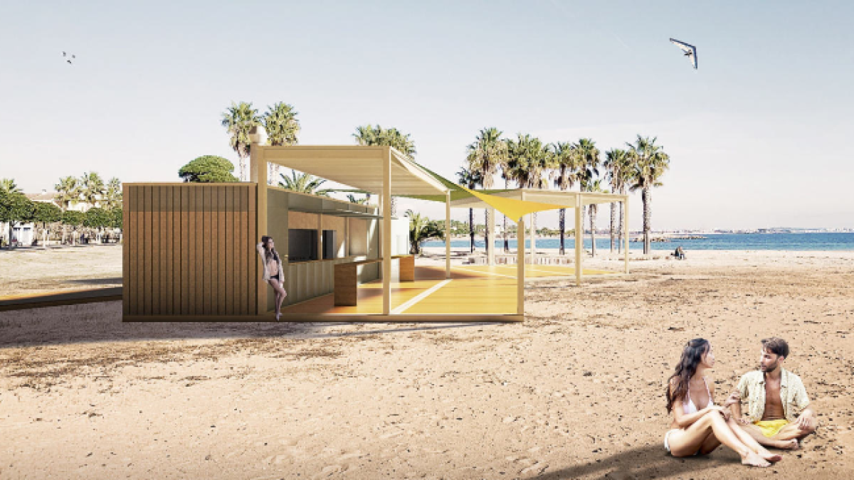 Imatge digital dels models de les noves guinguetes de sostre triangular que s’instal·laran en Cambrils