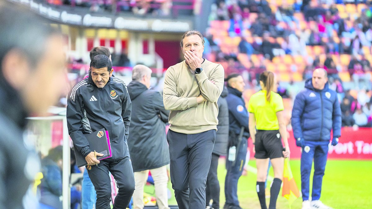 El tècnic del Nàstic de Tarragona, Cristóbal Parralo, durant el duel contra l’Hércules.