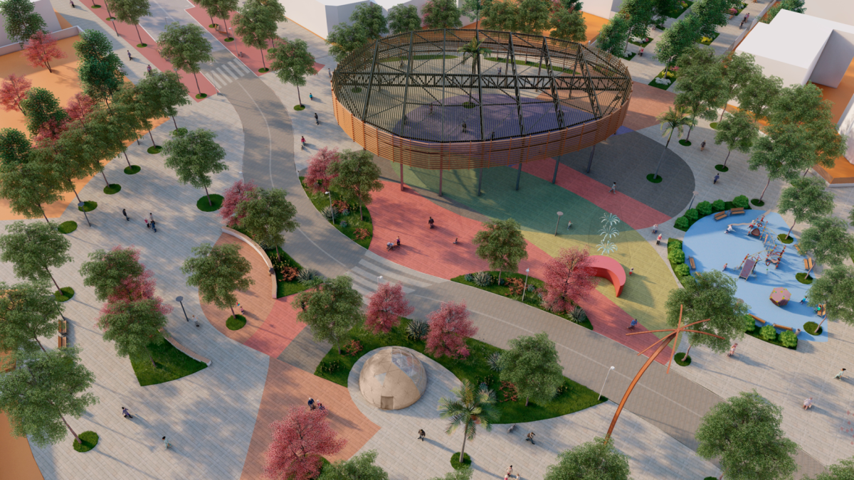 Imagen digital de la nueva plaza proyectada por la zona ludicoesportiva.