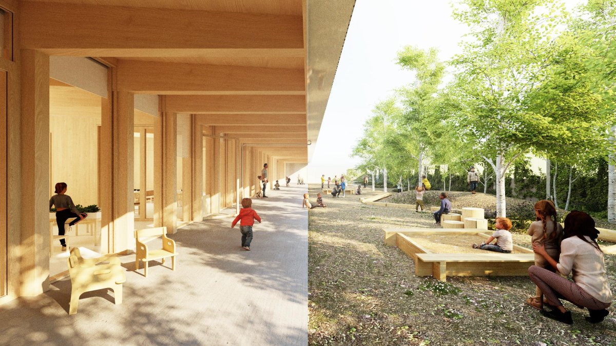 Imagen virtual de cómo se espera que quede el patio del nuevo jardín de infancia.