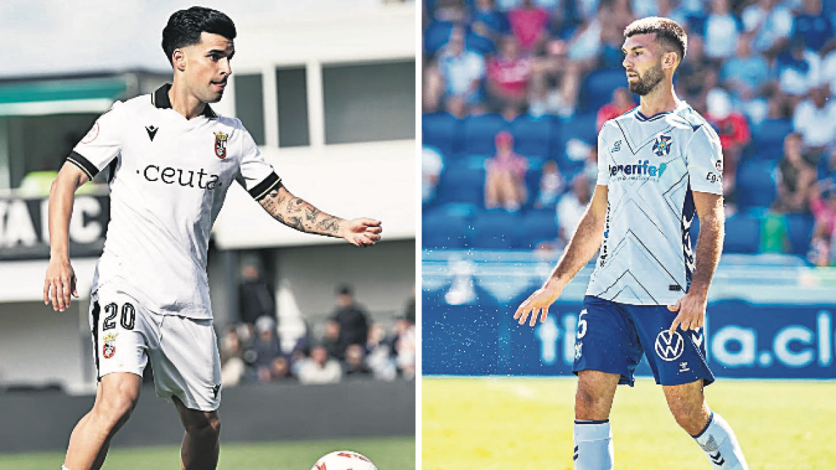 A la izquierda, el jugador del Ceuta Andy Escudero y, a la derecha, el mediocampista del Tenerife Josep Calavera.