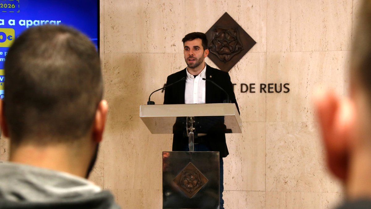 Daniel Marcos, presidente de Reus Mobilitat i Serveis, durante la rueda de prensa.