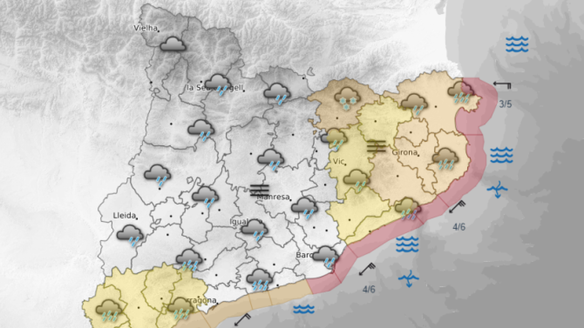 Imagen del mapa de la predicción general de este martes por la tarde