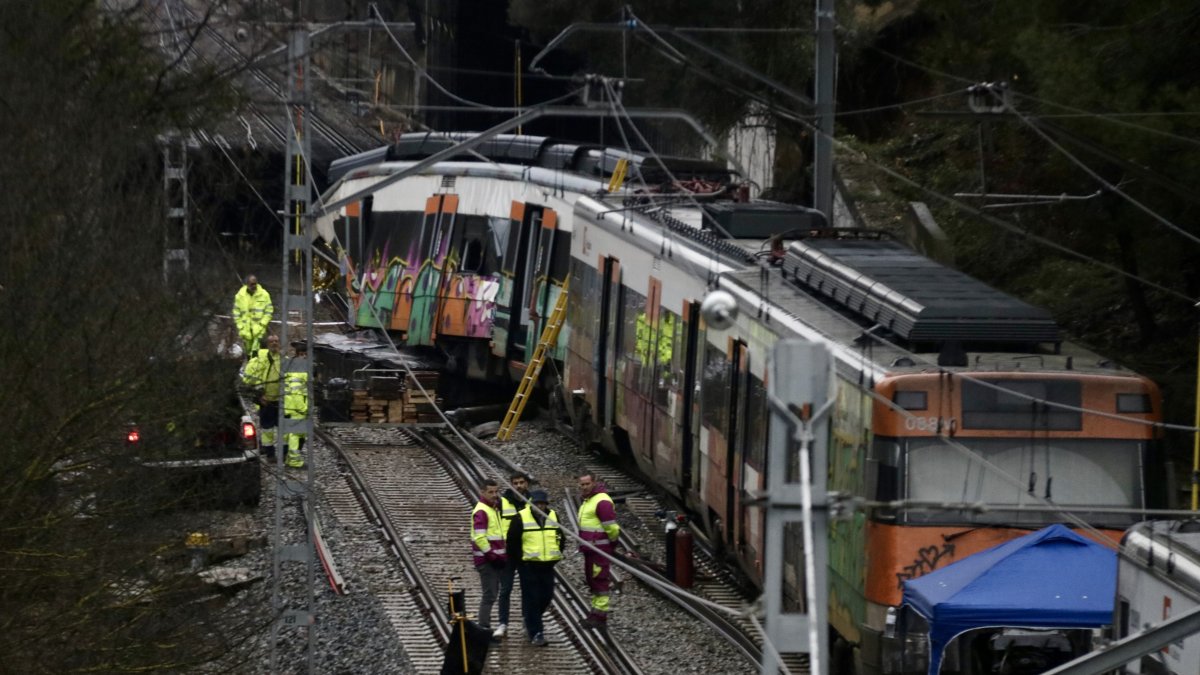 El tren accidentat a les vies
