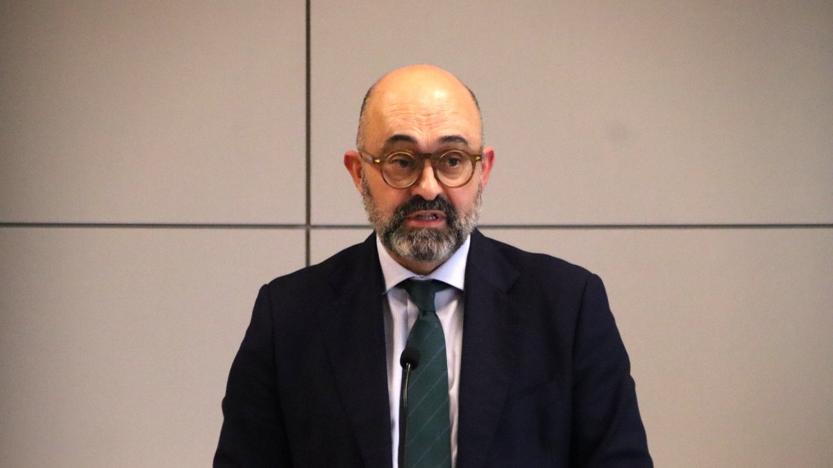 Pedro Marco de la Peña, president d'Adif, en roda de premsa