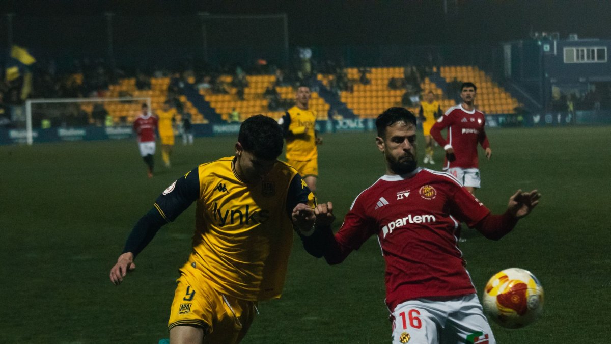 Moi Delgado durante el partido contra el Alcorcón.