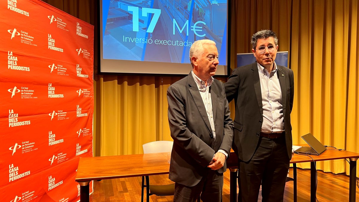 El gerent del CAT, Josep Xavier Pujol i el president Marc Brunet en la presentació del balanç de 2025.