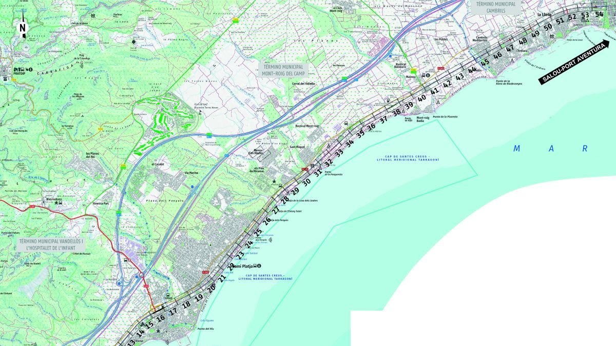 Mapa del tram de la Via Verda Costa Daurada