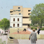 Recreació del projecte guanyador de les escalinates a l’actual ubicació del mur del dic de Llevant.