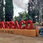 Imatge de la pintada a les lletres «Tarraco» del Camp de Mart.