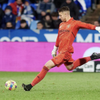 El porter Dani Rebollo durant un partit amb el Real Zaragoza.