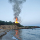 Imatge de l'incendi al bosc de la platja Savinosa