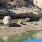 Aspecte que ofereix el pantà de Margalef (Priorat) a finals de setembre.