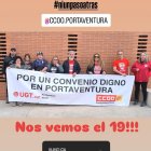 Representants sindicals de PortAventura durant una protesta.