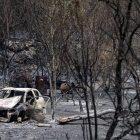 Imatge del paisatge de Xerta calcinat després de l'incendi de Paüls.