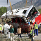 Imatge d'arxiu de l'autobús accidentat a Freginals el 20 de març del 2016.