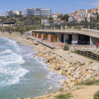 Imatge d'ahir de la platja del Miracle de Tarragona, afectada pel temporal i el canvi climàtic.