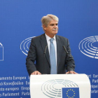 Plano americano del ministro de Exteriores, Alfonso Dastis, en el Parlamento Europeo, en Estrasburgo.