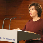La vicepresidenta del govern espanyol, Soraya Sáenz de Santamaria, en una compareixença a la Moncloa.