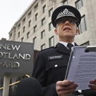 El Jefe de la unidad antiterrorista de la Policía de Londres, Mark Rowley, durante su comparecencia ante los medios de comunicación en la Scotland Yard.