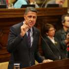 El presidente del PPC, Xavier Garcia Albiol, en el Parlament durante la comparecencia de Puigdemont, este 10 de octubre.
