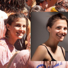 A la izquierda la imagen, de la desconocida «chica de la Tomatina». A la derecha, Eva Casado.