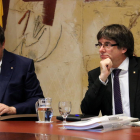 El vicepresident del Govern, Oriol Junqueras, i el president de la Generalitat, Carles Puigdemont.