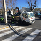 Una farola caída en Calafell.