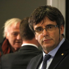 Imatgde de Carles Puigdemont a la Universitat de Copenhaguen.