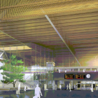 Recreación del interior de la estación que se previó inicialmente en el sur del aeropuerto.