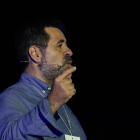 Jordi Sànchez gesticulando durante el acto unitario del soberanismo antes del 1-O, el 29 de septiembre de 2017.