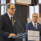 Imatge de la visita del president Quim Torra a la inauguració del Palau d'Esports Catalunya.