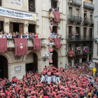 Pilar de 7 amb folre de la Colla Vella dels Xiquets de Valls per la diada de Sant Joan