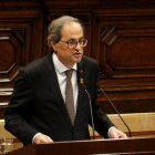 El presidente del Gobierno, Quim Torra, durante su comparecencia al pleno del Parlament el 12 de diciembre de 2018.
