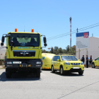 Pla general d'efectius de bombers i emergències davant la planta de Carburos Metálicos on s'ha produït un accident laboral mortal per una fuita d'amoníac en aquesta planta al polígon de la Pobla de Mafumet. Imatge del 31 de maig del 2019